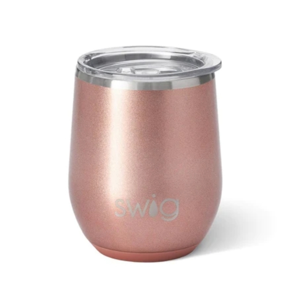 NWT Swig Life shimmer rose gold stainless steel stemless wine cup 12oz